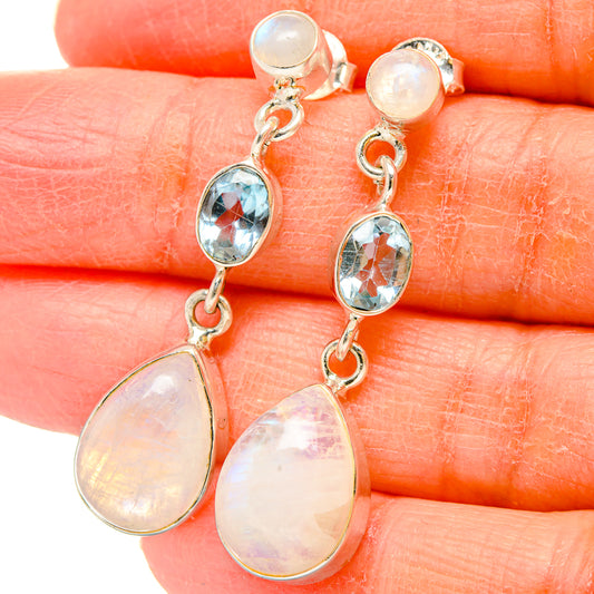 Rainbow Moonstone Earrings handcrafted by Ana Silver Co - EARR431194