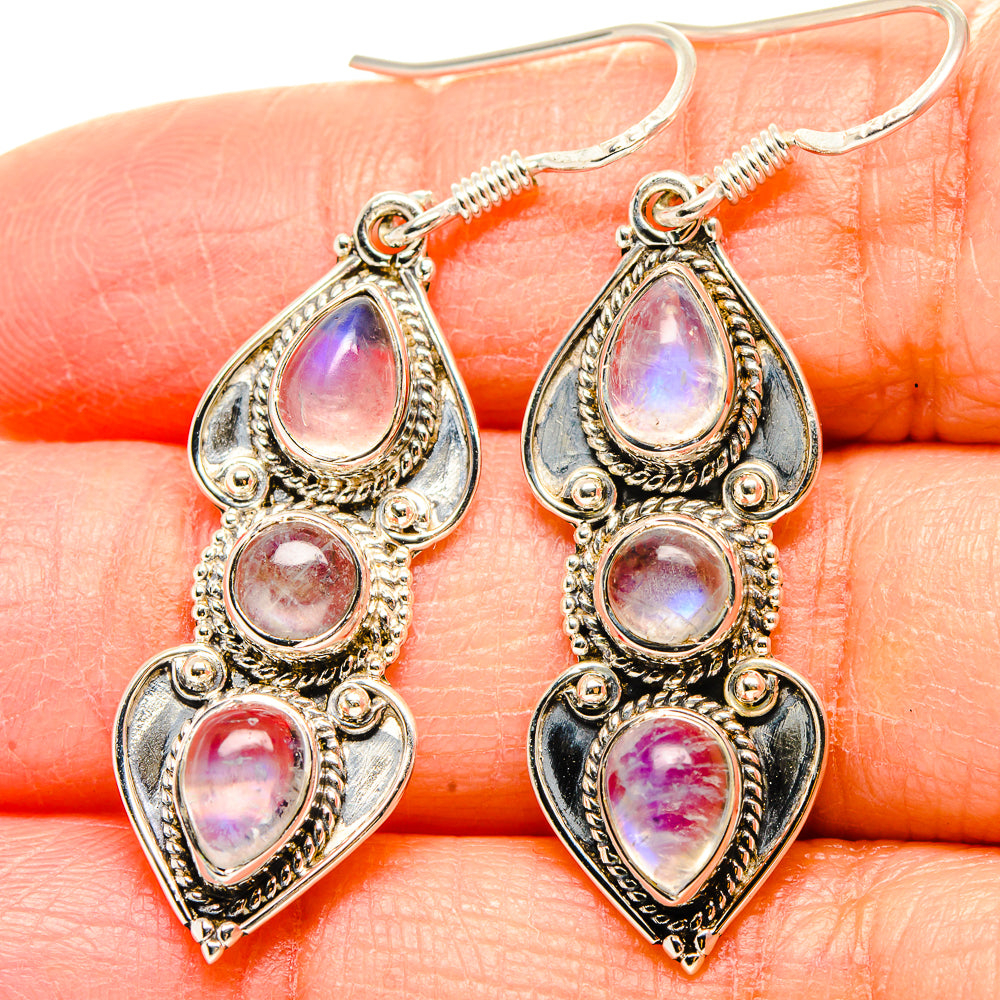 Rainbow Moonstone Earrings handcrafted by Ana Silver Co - EARR431225