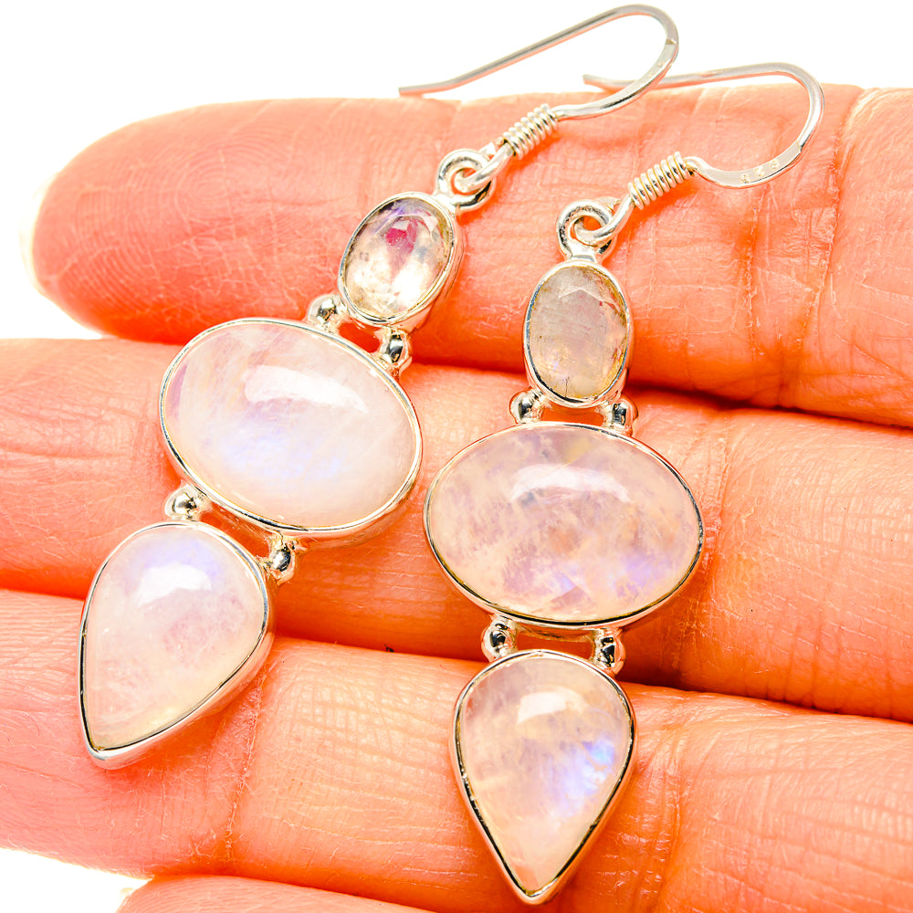Rainbow Moonstone Earrings handcrafted by Ana Silver Co - EARR431236