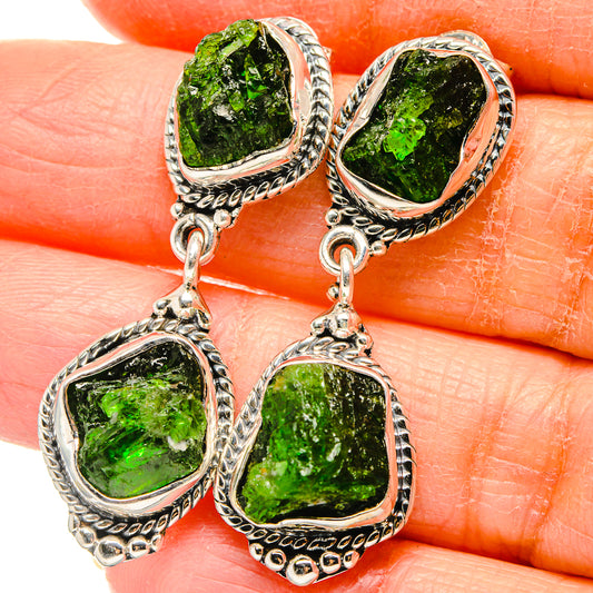 Chrome Diopside Earrings handcrafted by Ana Silver Co - EARR431243
