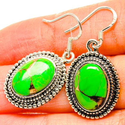 Green Copper Composite Turquoise Earrings handcrafted by Ana Silver Co - EARR431245
