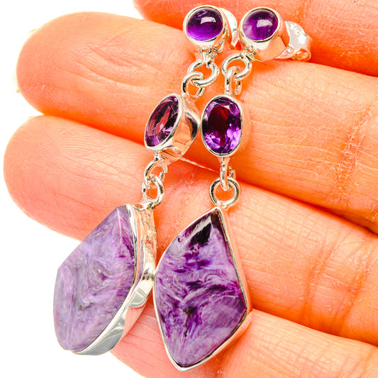 Charoite Earrings handcrafted by Ana Silver Co - EARR431250