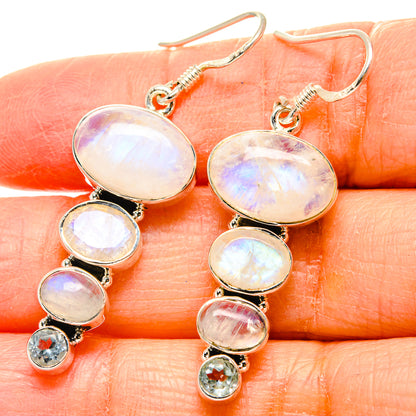 Rainbow Moonstone Earrings handcrafted by Ana Silver Co - EARR431261