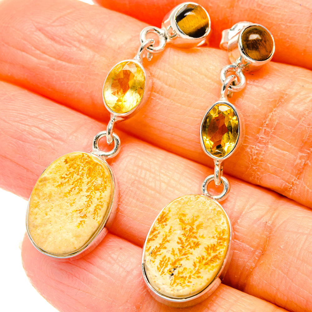 Germany Psilomelane Dendrite Earrings handcrafted by Ana Silver Co - EARR431265