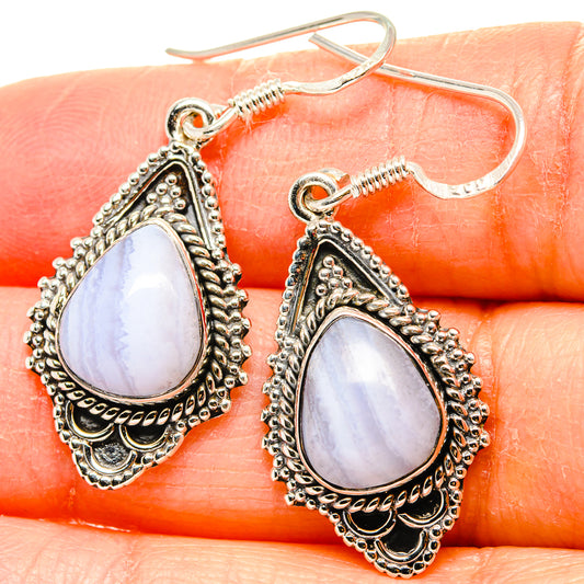 Blue Lace Agate Earrings handcrafted by Ana Silver Co - EARR431281