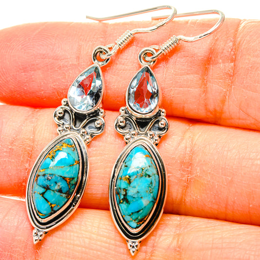 Blue Copper Composite Turquoise Earrings handcrafted by Ana Silver Co - EARR431306