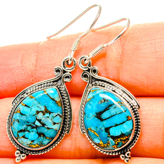 Blue Copper Composite Turquoise Earrings handcrafted by Ana Silver Co - EARR431309