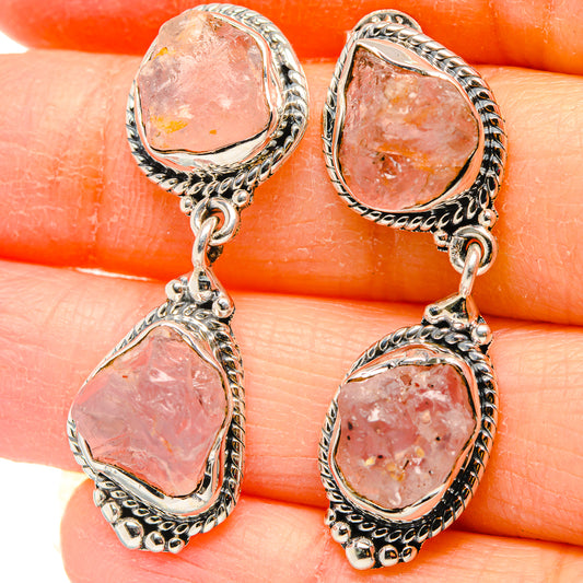 Rose Quartz Earrings handcrafted by Ana Silver Co - EARR431313
