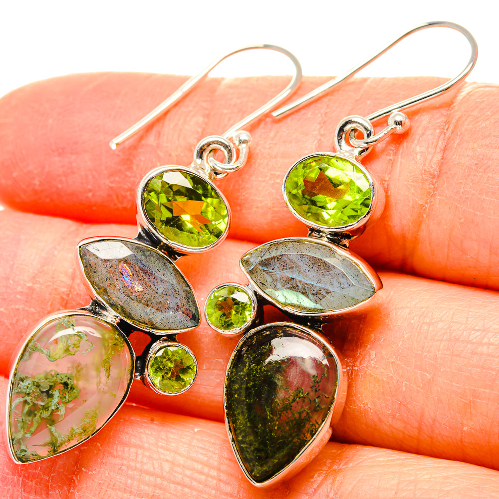 Green Moss Agate Earrings handcrafted by Ana Silver Co - EARR431315