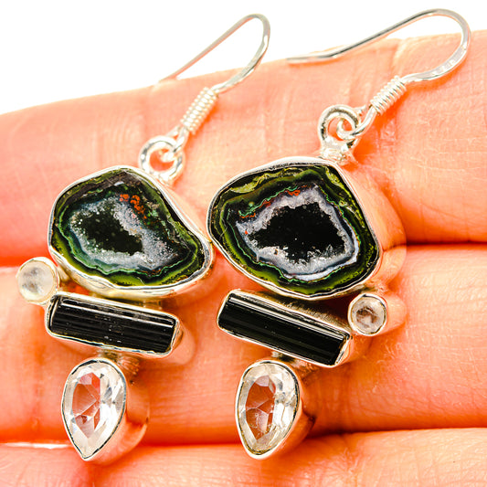 Green Geode Slice Earrings handcrafted by Ana Silver Co - EARR431330