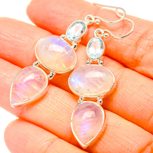 Rainbow Moonstone Earrings handcrafted by Ana Silver Co - EARR431337