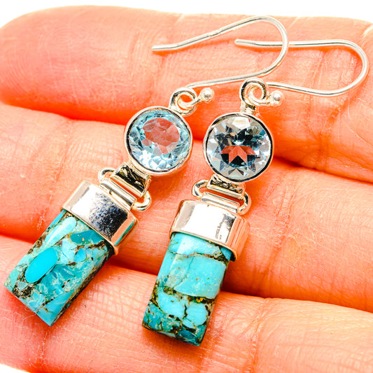 Blue Copper Composite Turquoise Earrings handcrafted by Ana Silver Co - EARR431349