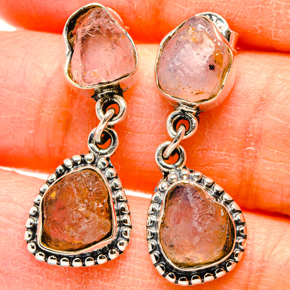 Rose Quartz Earrings handcrafted by Ana Silver Co - EARR431350