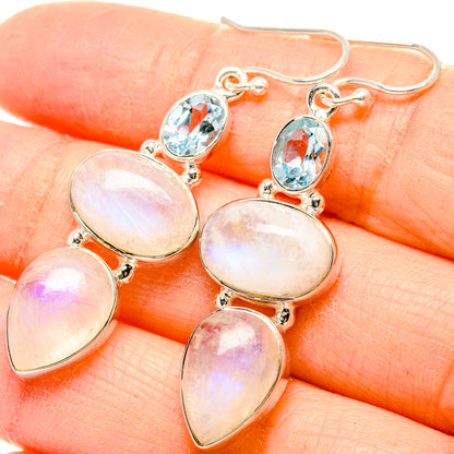 Rainbow Moonstone Earrings handcrafted by Ana Silver Co - EARR431351