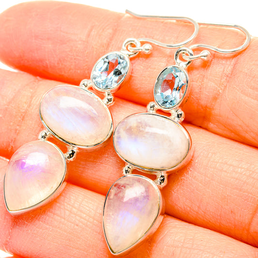 Rainbow Moonstone Earrings handcrafted by Ana Silver Co - EARR431351