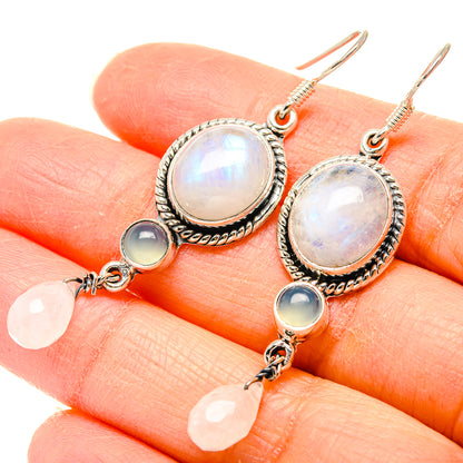 Rainbow Moonstone Earrings handcrafted by Ana Silver Co - EARR431353
