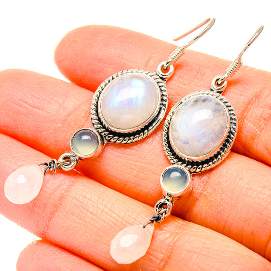 Rainbow Moonstone Earrings handcrafted by Ana Silver Co - EARR431353