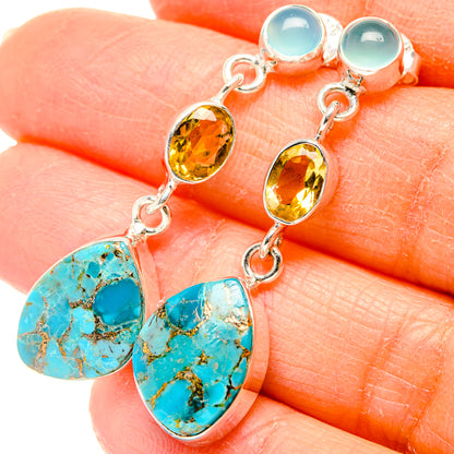 Blue Copper Composite Turquoise Earrings handcrafted by Ana Silver Co - EARR431366