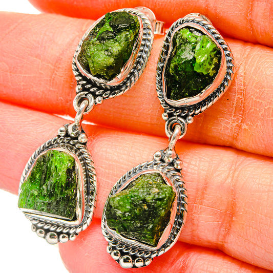 Chrome Diopside Earrings handcrafted by Ana Silver Co - EARR431373