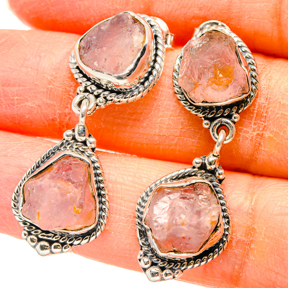 Rose Quartz Earrings handcrafted by Ana Silver Co - EARR431382