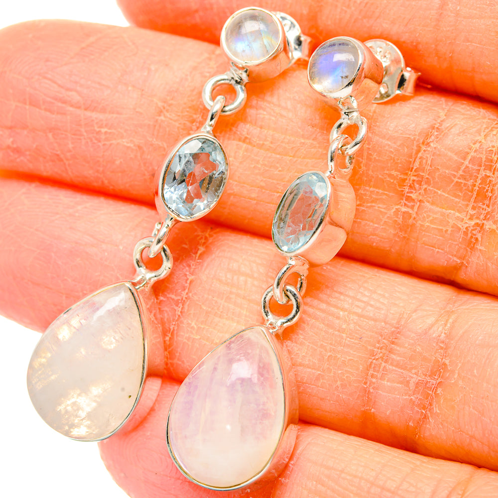 Rainbow Moonstone Earrings handcrafted by Ana Silver Co - EARR431392