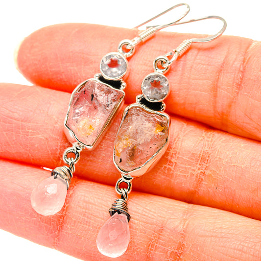 Rose Quartz Earrings handcrafted by Ana Silver Co - EARR431394
