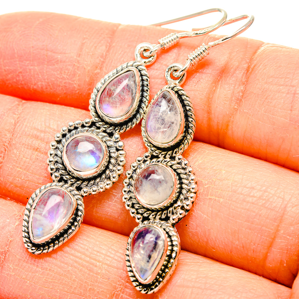 Rainbow Moonstone Earrings handcrafted by Ana Silver Co - EARR431400