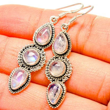 Rainbow Moonstone Earrings handcrafted by Ana Silver Co - EARR431400