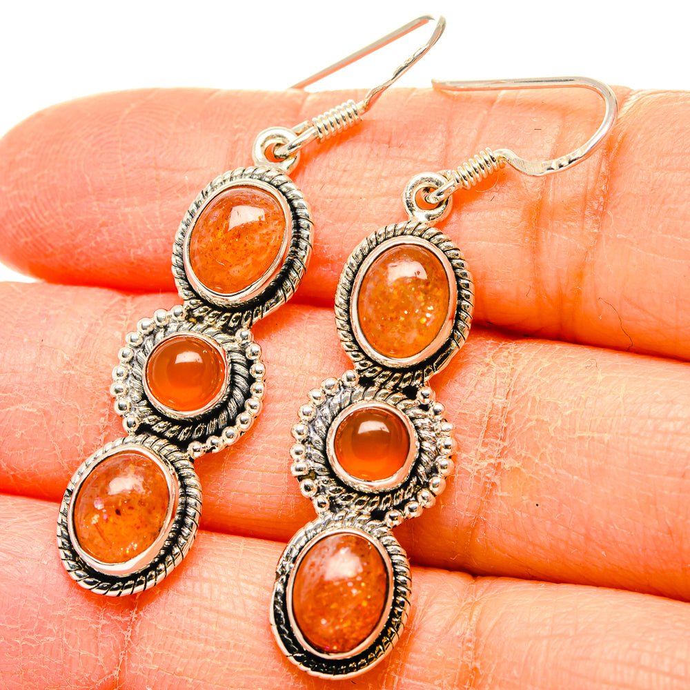 Sunstone Earrings handcrafted by Ana Silver Co - EARR431406