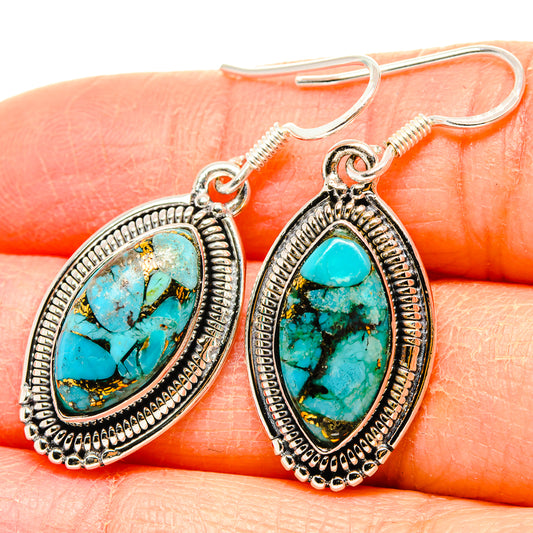 Blue Copper Composite Turquoise Earrings handcrafted by Ana Silver Co - EARR431411