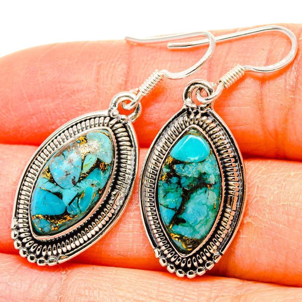 Blue Copper Composite Turquoise Earrings handcrafted by Ana Silver Co - EARR431411