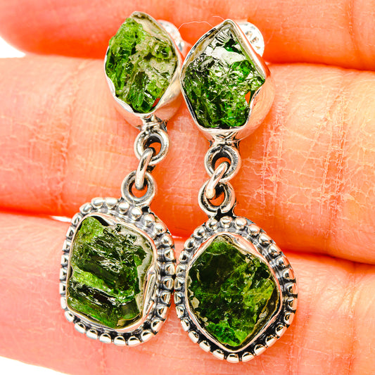 Chrome Diopside Earrings handcrafted by Ana Silver Co - EARR431414