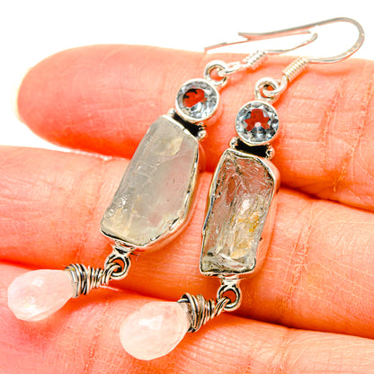 Aquamarine, Blue Topaz, Rainbow Moonstone Earrings handcrafted by Ana Silver Co - EARR431425