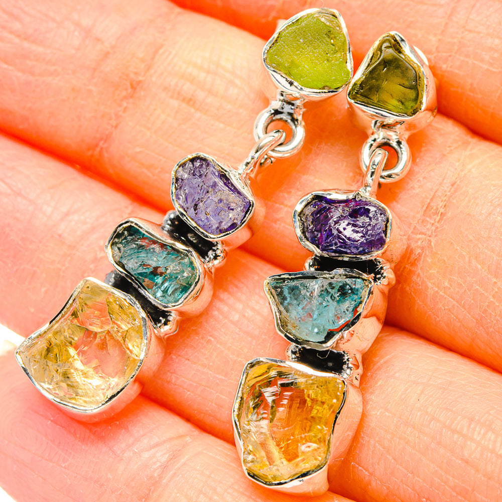 Citrine, Aquamarine, Tanzanite, Peridot Earrings handcrafted by Ana Silver Co - EARR431433