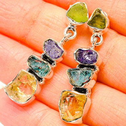 Citrine, Aquamarine, Tanzanite, Peridot Earrings handcrafted by Ana Silver Co - EARR431433
