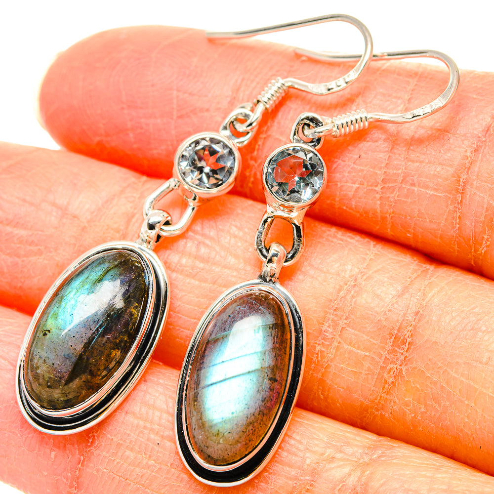 Labradorite, Blue Topaz Earrings handcrafted by Ana Silver Co - EARR431444