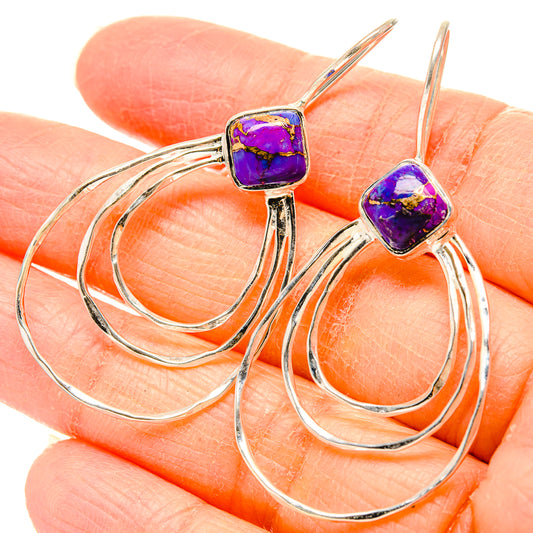 Purple Copper Composite Turquoise Earrings handcrafted by Ana Silver Co - EARR431462
