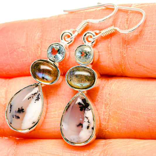 Dendritic Opal, Labradorite, Blue Topaz Earrings handcrafted by Ana Silver Co - EARR431465