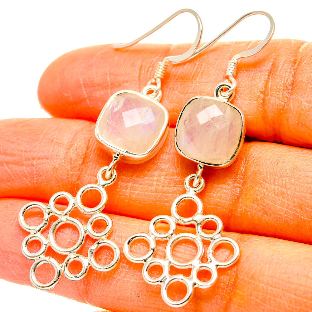 Rainbow Moonstone Earrings handcrafted by Ana Silver Co - EARR431518