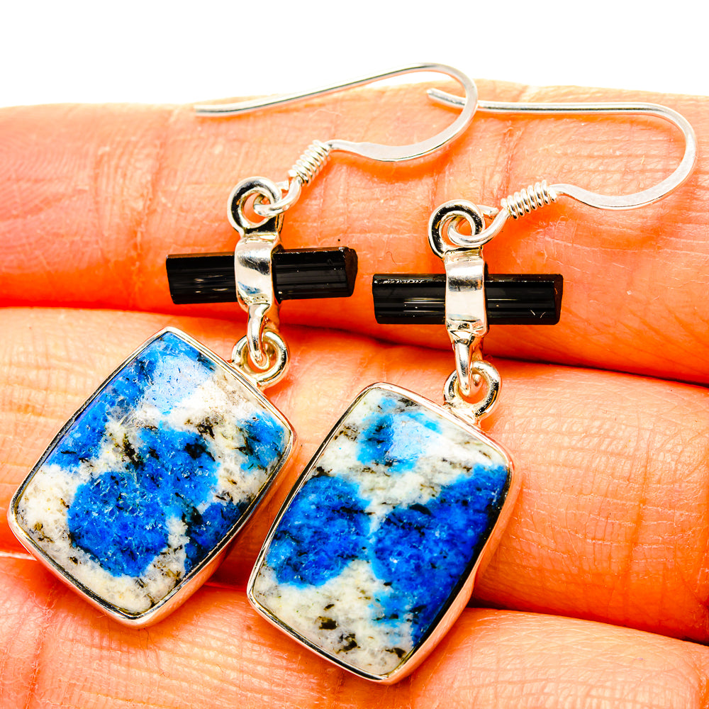 K2 Blue Azurite, Black Onyx Earrings handcrafted by Ana Silver Co - EARR431533