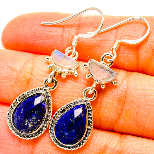 Lapis Lazuli, Rainbow Moonstone Earrings handcrafted by Ana Silver Co - EARR431534