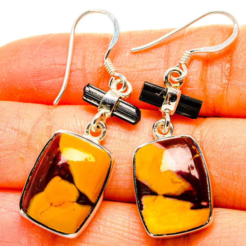 Mookaite, Black Onyx Earrings handcrafted by Ana Silver Co - EARR431545