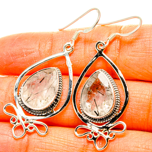 Tourmalinated Quartz Earrings handcrafted by Ana Silver Co - EARR431549