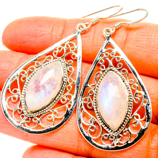 Rainbow Moonstone Earrings handcrafted by Ana Silver Co - EARR431553