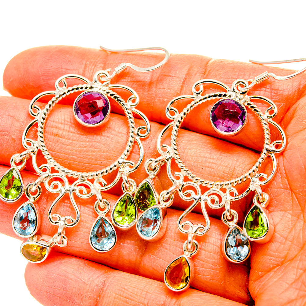 Amethyst, Peridot, Blue Topaz, Citrine Earrings handcrafted by Ana Silver Co - EARR431556