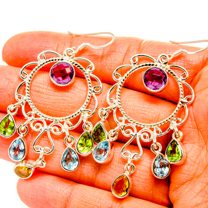 Amethyst, Peridot, Blue Topaz, Citrine Earrings handcrafted by Ana Silver Co - EARR431556