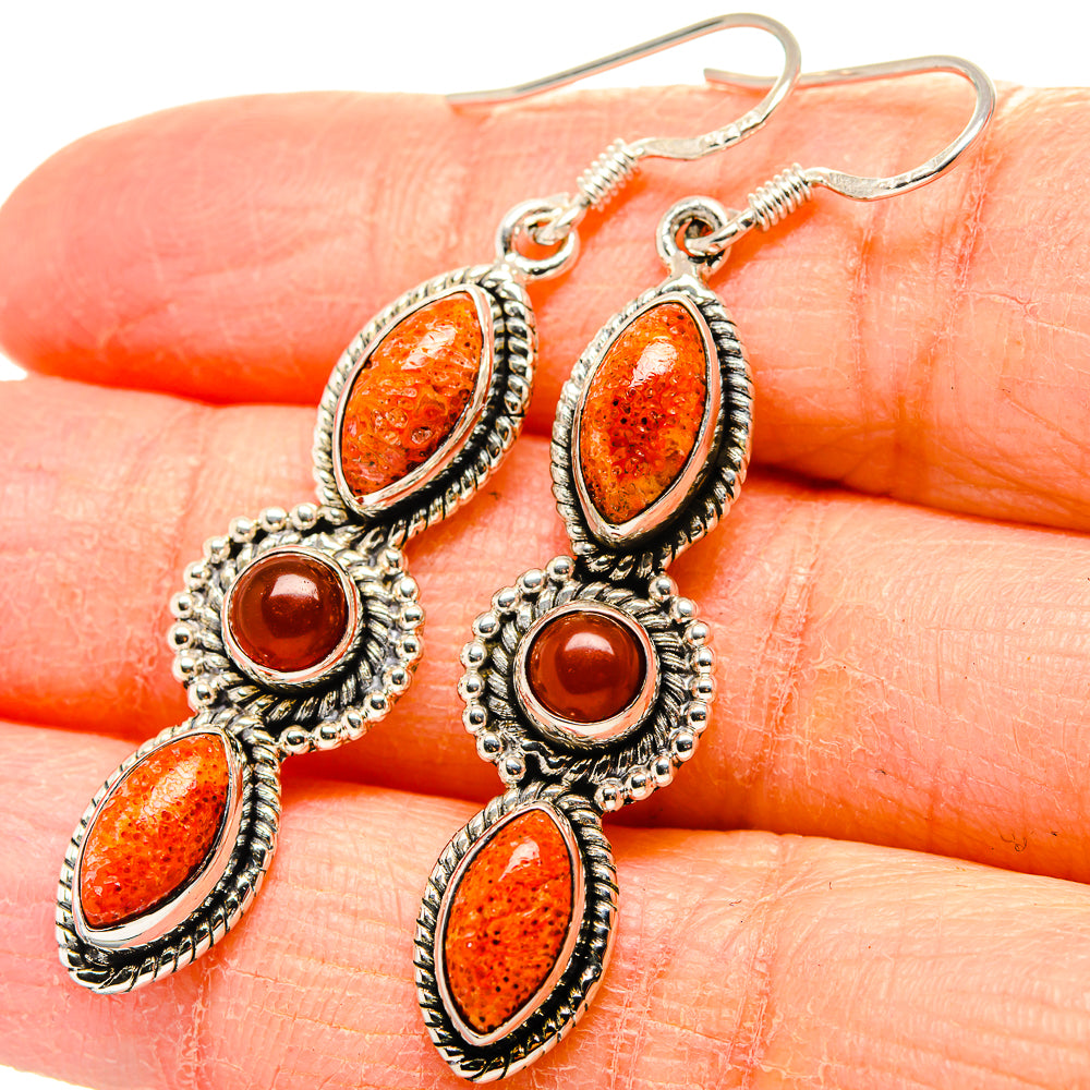 Sponge Coral Earrings handcrafted by Ana Silver Co - EARR431571