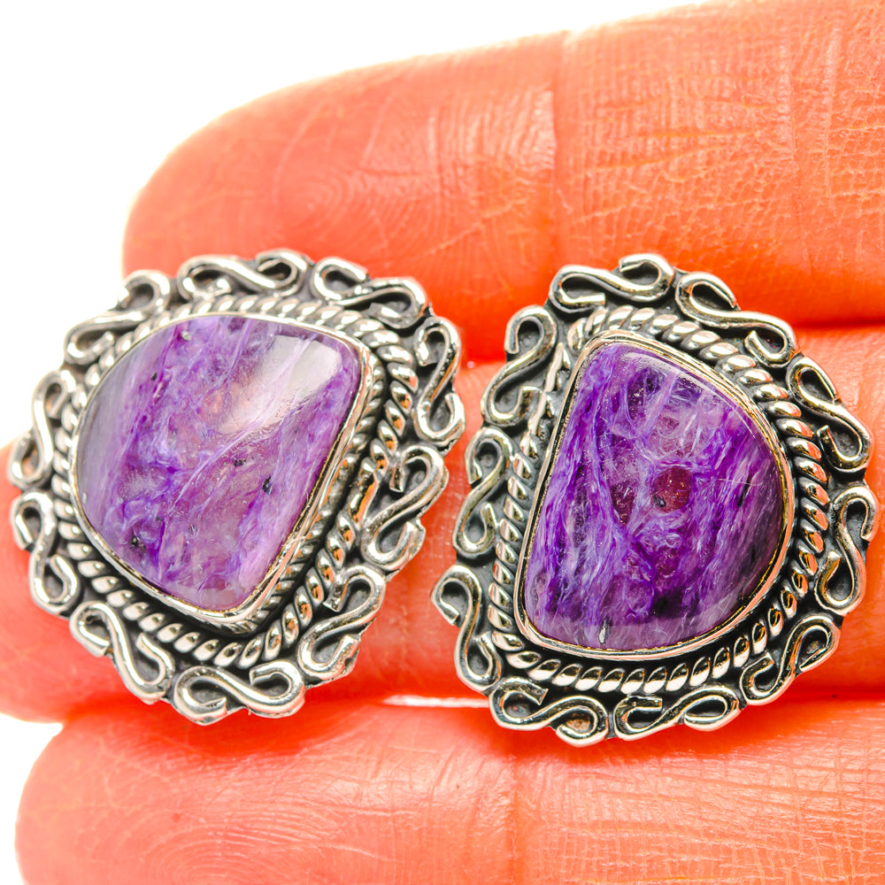 Charoite Earrings handcrafted by Ana Silver Co - EARR428549