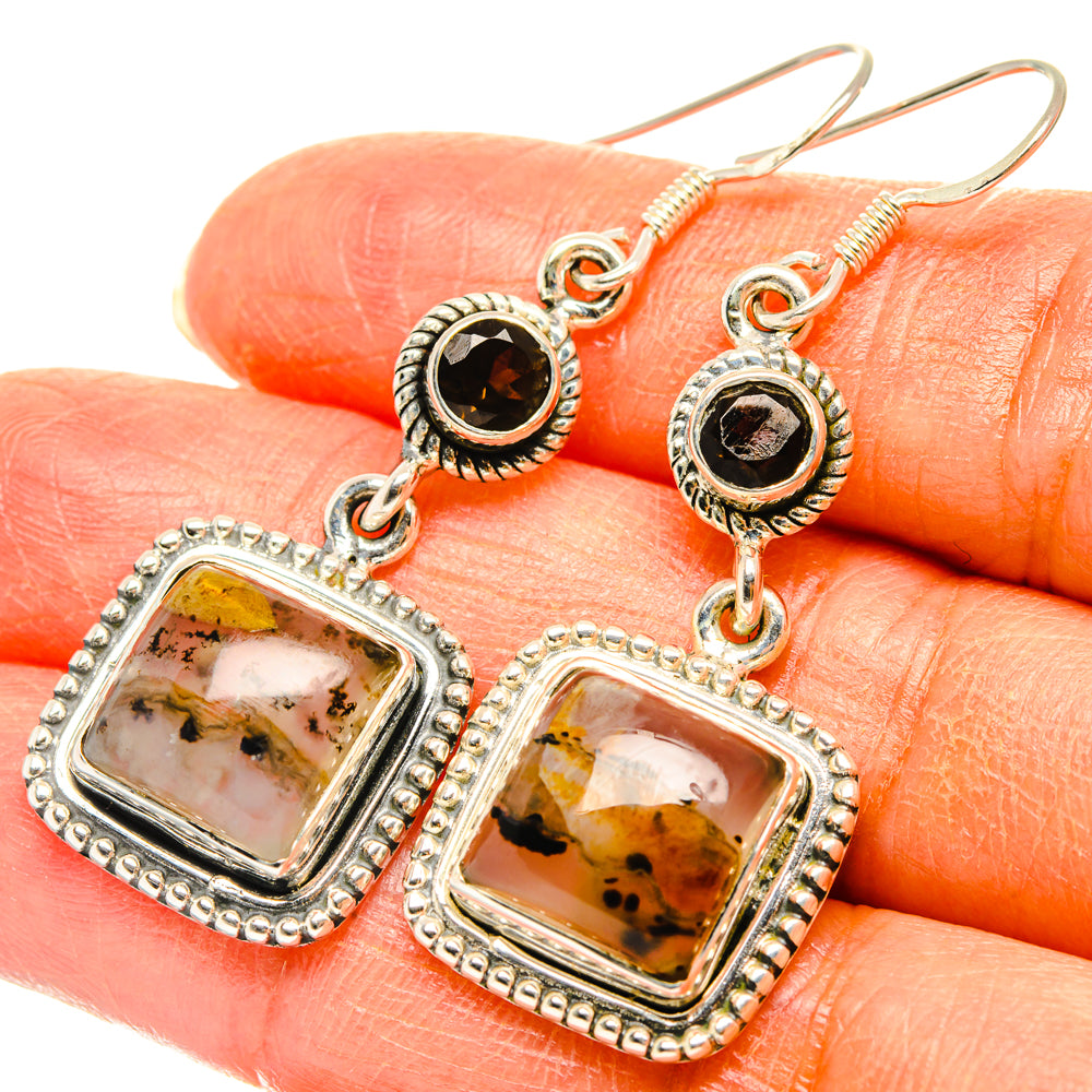 Montana Agate, Smoky Quartz Earrings handcrafted by Ana Silver Co - EARR428550
