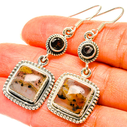 Montana Agate, Smoky Quartz Earrings handcrafted by Ana Silver Co - EARR428550